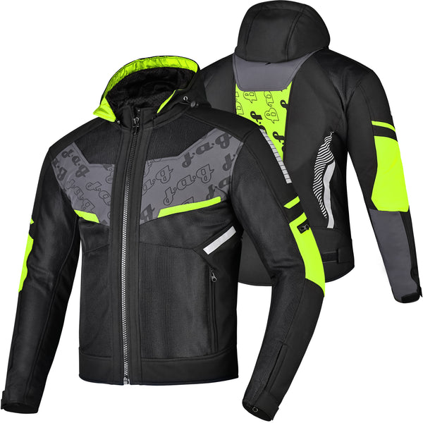 JAG Buzzinga Motorcycle Jacket with CE Armor & Removable Hoodie