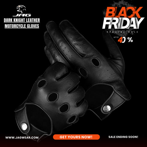 Leather Dark Knight Gloves - Full Finger Design (Black)