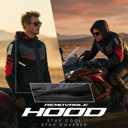 JAG Buzzinga Motorcycle Jacket with CE Armor & Removable Hoodie