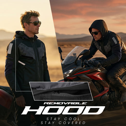 JAG Buzzinga Motorcycle Jacket with CE Armor & Removable Hoodie