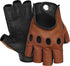 Leather Half-Finger Gloves - DEEP VOLT (Brown)