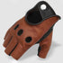 Leather Half-Finger Gloves - DEEP VOLT (Brown)