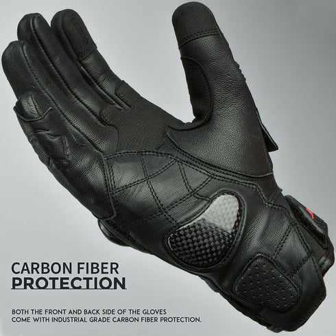 Gladiator Motorcycle Gloves | Genuine Leather | Reinforced Knuckle Protection