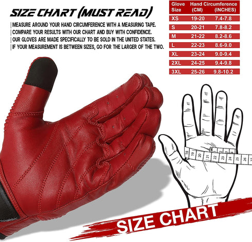 Red Minamoto Motorcycle Riding Gloves with Zip Closure