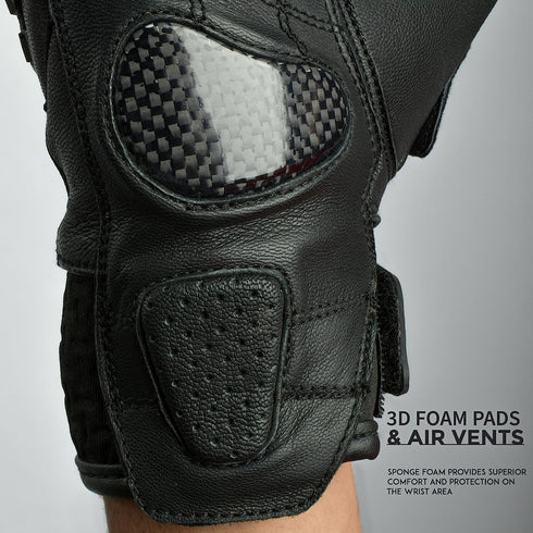 Gladiator Motorcycle Gloves | Genuine Leather | Reinforced Knuckle Protection