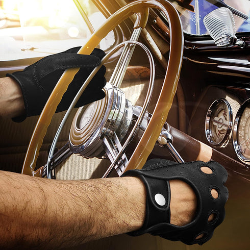 Leather Dark Knight Gloves - Full Finger Design (Black)