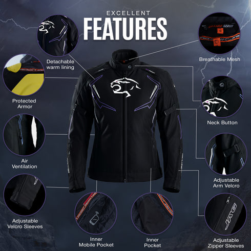 JAG Nyra Women's Motorcycle Jacket | CE Armored All-Season Cordura Dual Sport Gear