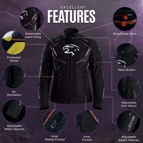 JAG Nyra Women's Motorcycle Jacket | CE Armored All-Season Cordura Dual Sport Gear