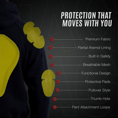 Armored Motorcycle Hoodie – Riding Protection with Aramid Lining