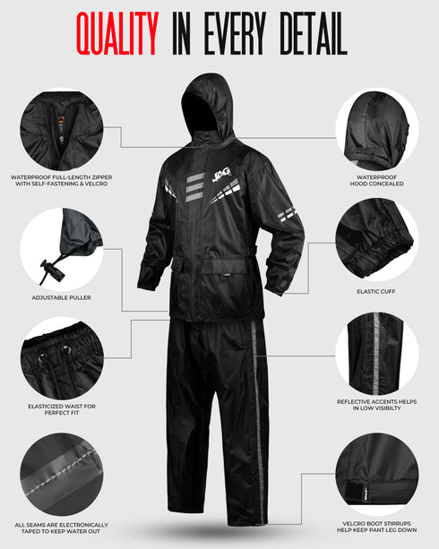 JAG Rainmaster Rain Suit for Men & Women (Black)