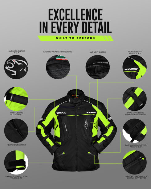 JAG Predator Touring Motorcycle Jacket | CE Approved Armored | All Season