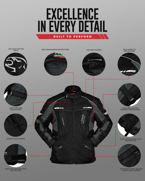 JAG Predator Touring Motorcycle Jacket | CE Approved Armored | All Season