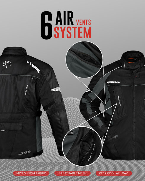 JAG Predator Touring Motorcycle Jacket | CE Approved Armored | All Season