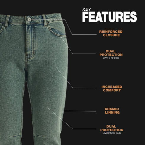 Motorcycle Riding Jeans | Yellowish Blue – Aramid Lined with Impact Armor