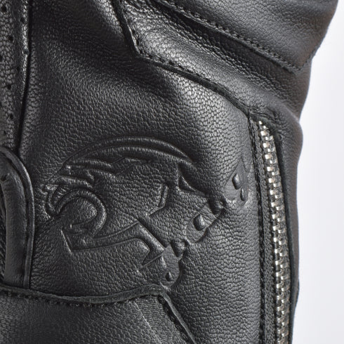 Olympus Knuckle-Protected Leather Motorcycle Gloves with Zipper Closure