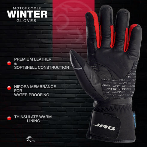 JAG Velocity Winter Riding Gloves - Waterproof, Touchscreen, Knuckle Armor