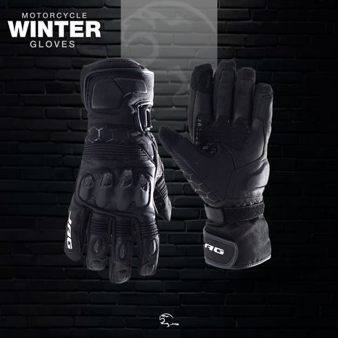 Viper Winter Leather Motorcycle Gloves - Touchscreen & Knuckle Protection