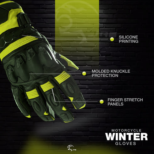 Viper Winter Leather Motorcycle Gloves - Touchscreen & Knuckle Protection