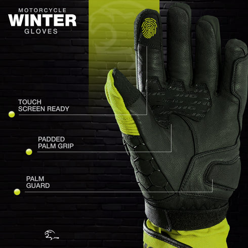 Viper Winter Leather Motorcycle Gloves - Touchscreen & Knuckle Protection