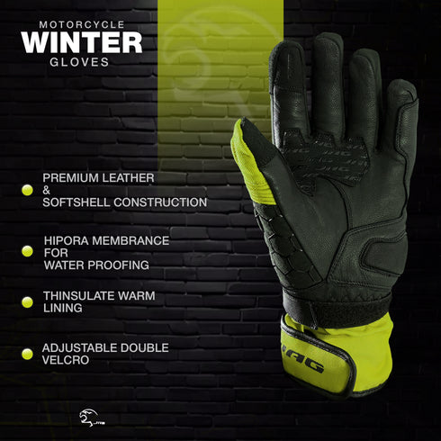 Viper Winter Leather Motorcycle Gloves - Touchscreen & Knuckle Protection