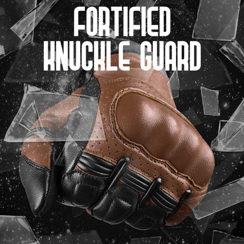 Helios Leather Motorcycle Gloves with Knuckle Protection