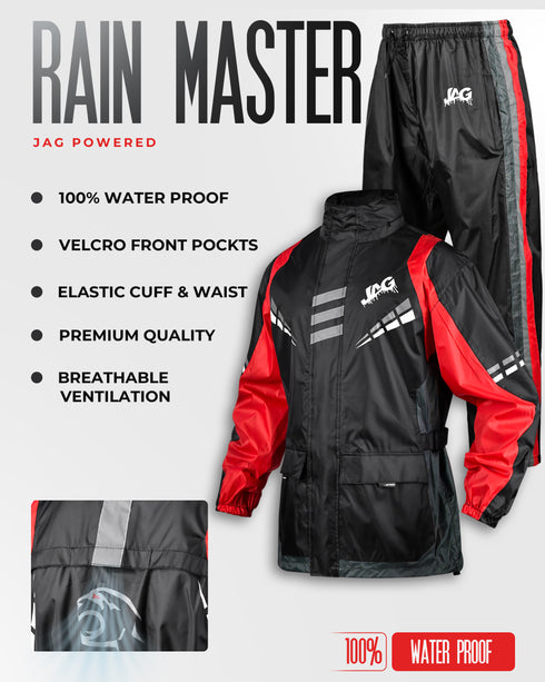 JAG Rainmaster Rain Suit for Men & Women (Black Red)