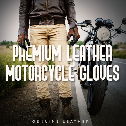 Helios Leather Motorcycle Gloves with Knuckle Protection