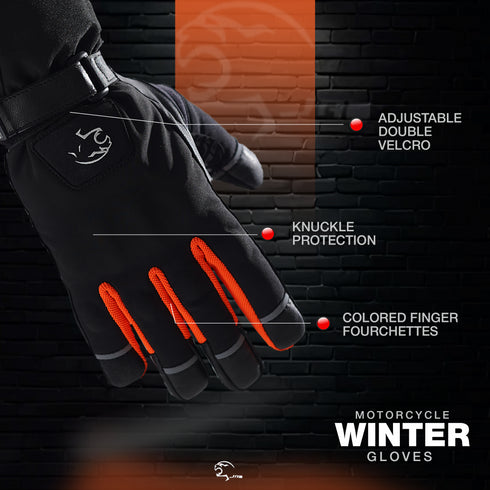 JAG Velocity Winter Riding Gloves - Waterproof, Touchscreen, Knuckle Armor