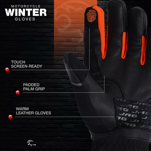 JAG Velocity Winter Riding Gloves - Waterproof, Touchscreen, Knuckle Armor