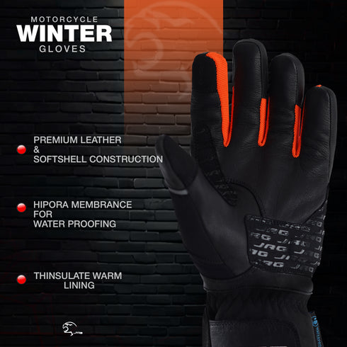 JAG Velocity Winter Riding Gloves - Waterproof, Touchscreen, Knuckle Armor