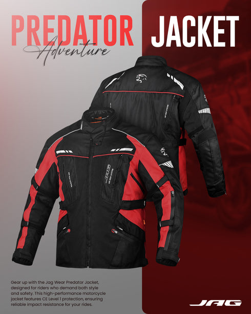 JAG Predator Touring Motorcycle Jacket | CE Approved Armored | All Season