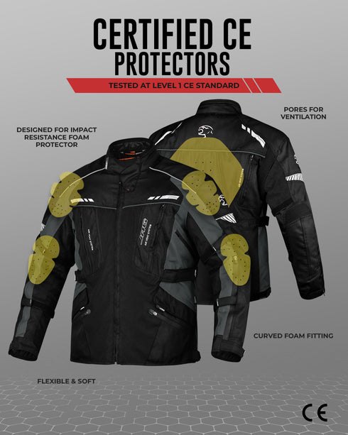 JAG Predator Touring Motorcycle Jacket | CE Approved Armored | All Season