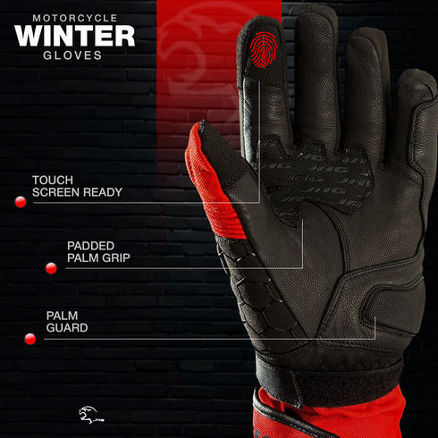 Viper Winter Leather Motorcycle Gloves - Touchscreen & Knuckle Protection