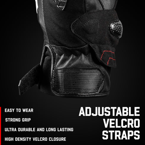 Carbon X Leather Motorcycle Riding Gloves - Knuckle Protection