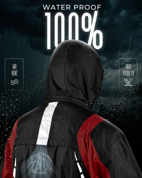 JAG Rainmaster Rain Suit for Men & Women (Black Red)