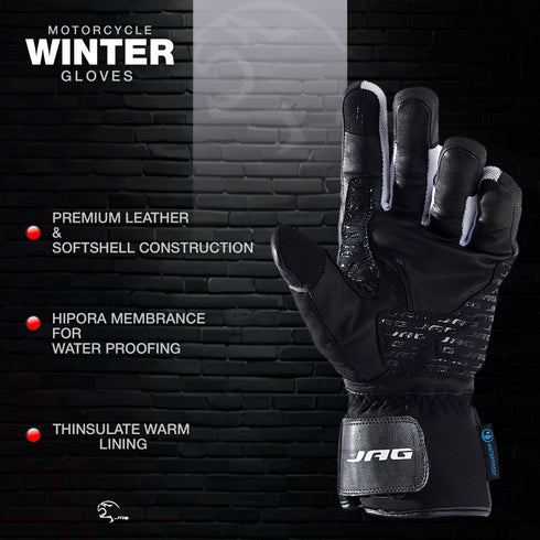JAG Velocity Winter Riding Gloves - Waterproof, Touchscreen, Knuckle Armor