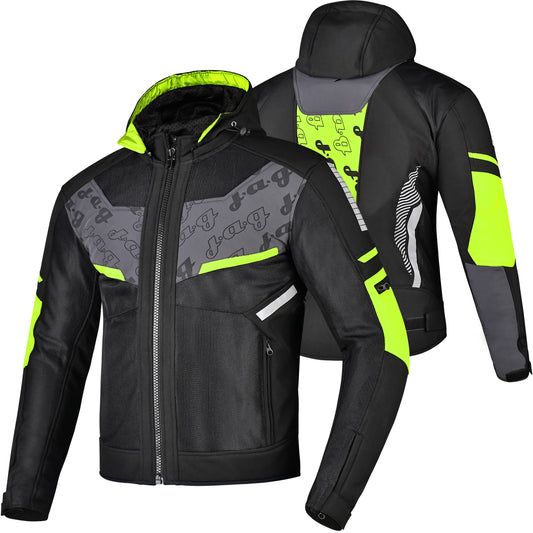 JAG Buzzinga Motorcycle Jacket with CE Armor & Removable Hoodie