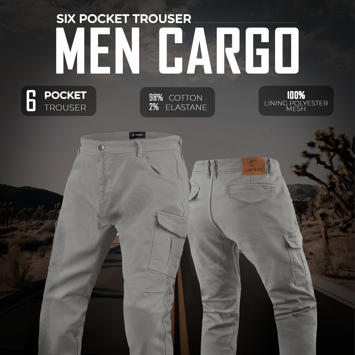 JAG Armored Motorcycle Cargo Pants Regular Fit – CE-Approved Protective Riding Jeans