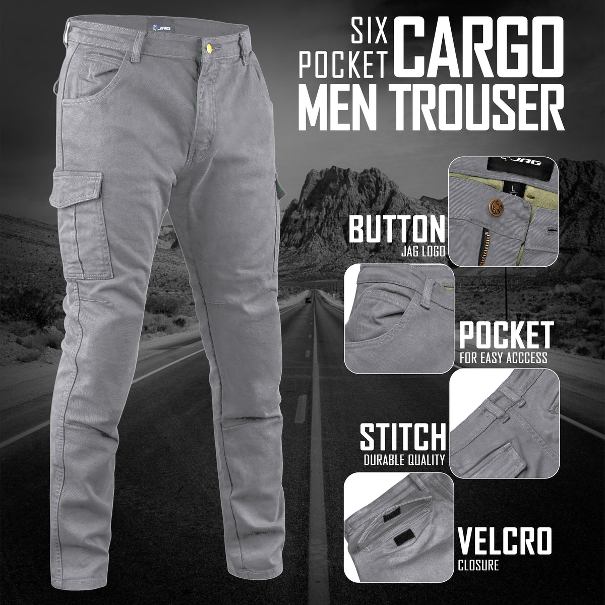 JAG Armored Motorcycle Cargo Pants Regular Fit – CE-Approved Protective Riding Jeans