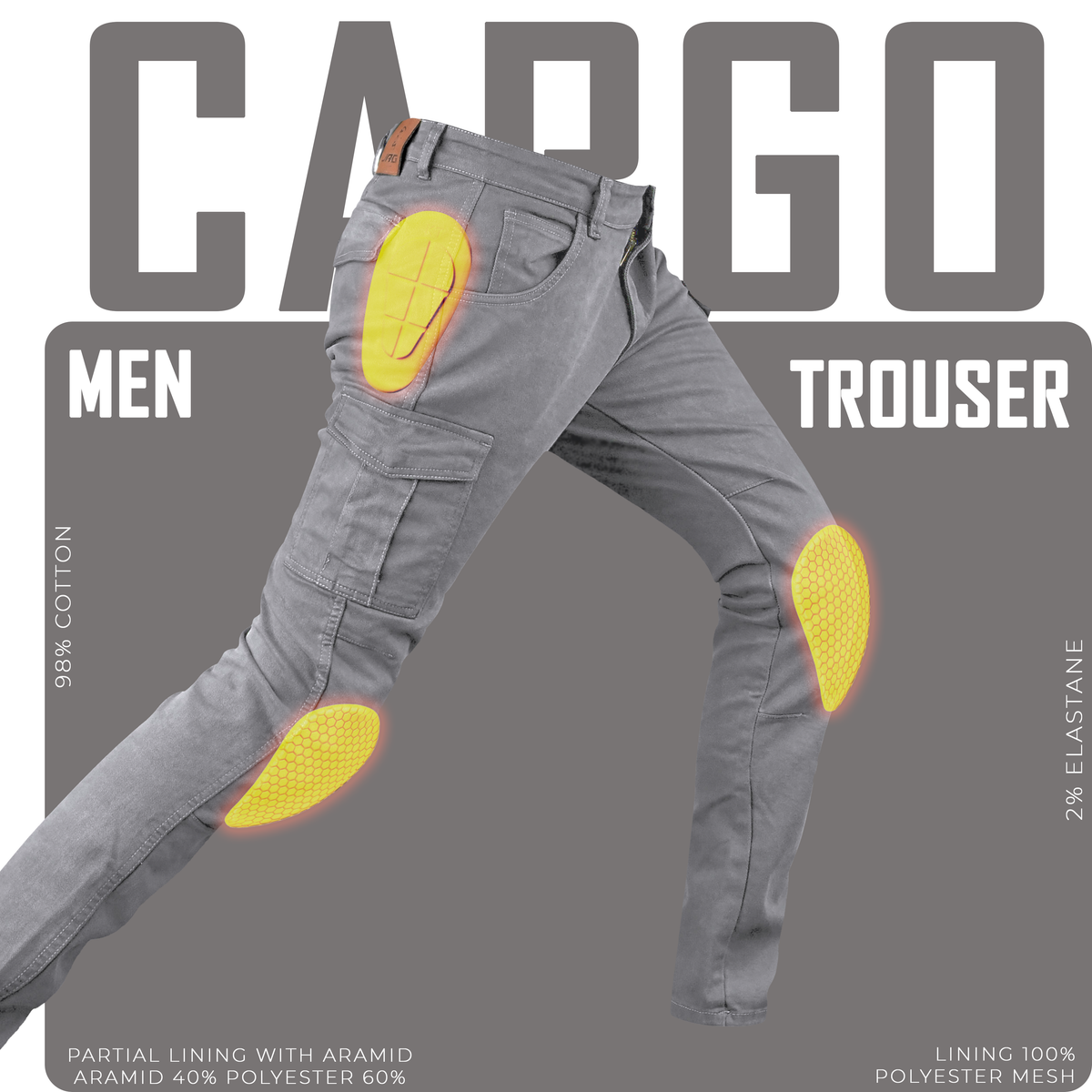 JAG Armored Motorcycle Cargo Pants Regular Fit – CE-Approved Protective Riding Jeans