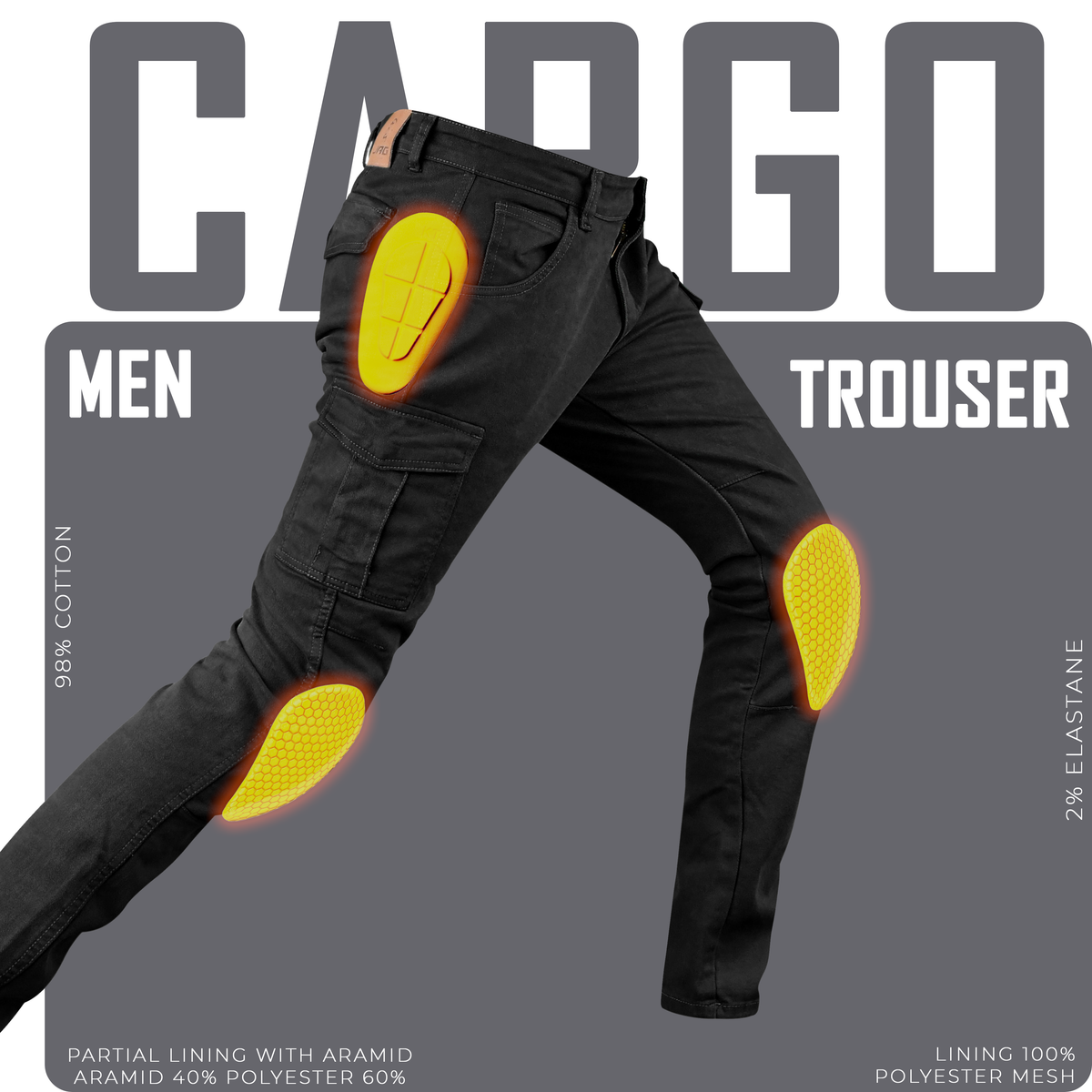 JAG Armored Motorcycle Cargo Pants Regular Fit – CE-Approved Protective Riding Jeans