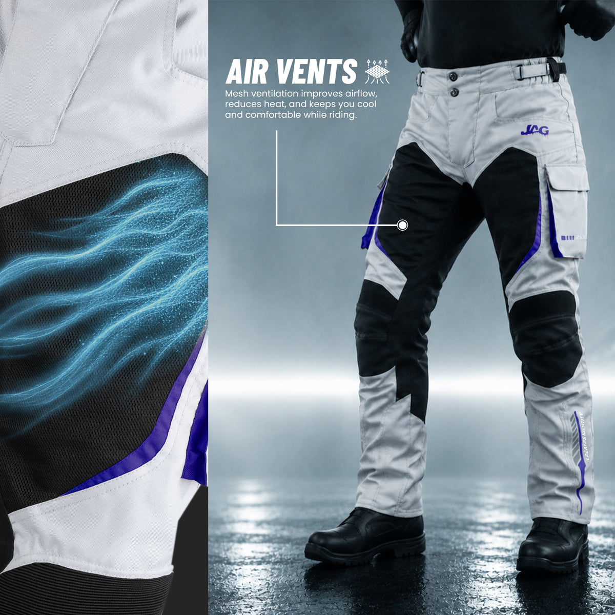 JAG Stryder Summer Motorcycle Pants – CE Armored Dual Sport & Motocross Riding Pants