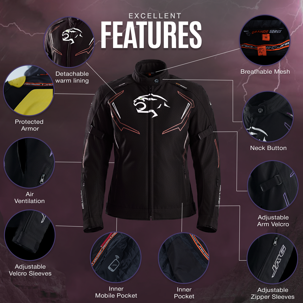 JAG Nyra Women's Motorcycle Jacket | CE Armored All-Season Cordura Dual Sport Gear