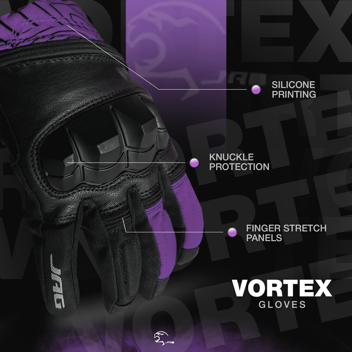 JAG Vortex Winter Motorcycle Gloves with Knuckle Protection