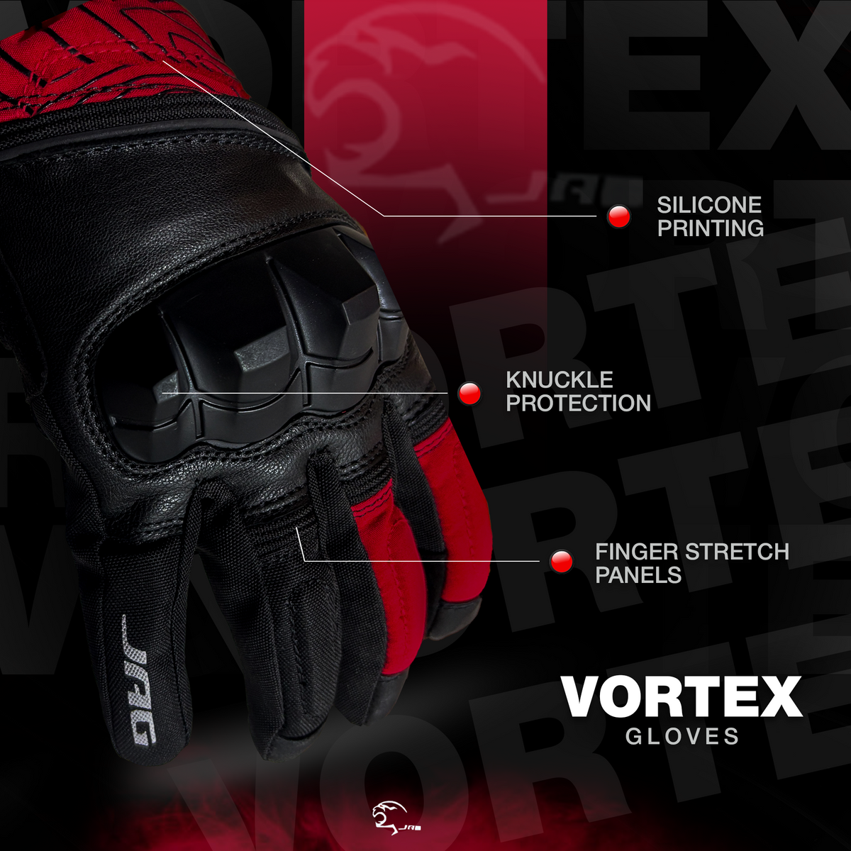 JAG Vortex Winter Motorcycle Gloves with Knuckle Protection