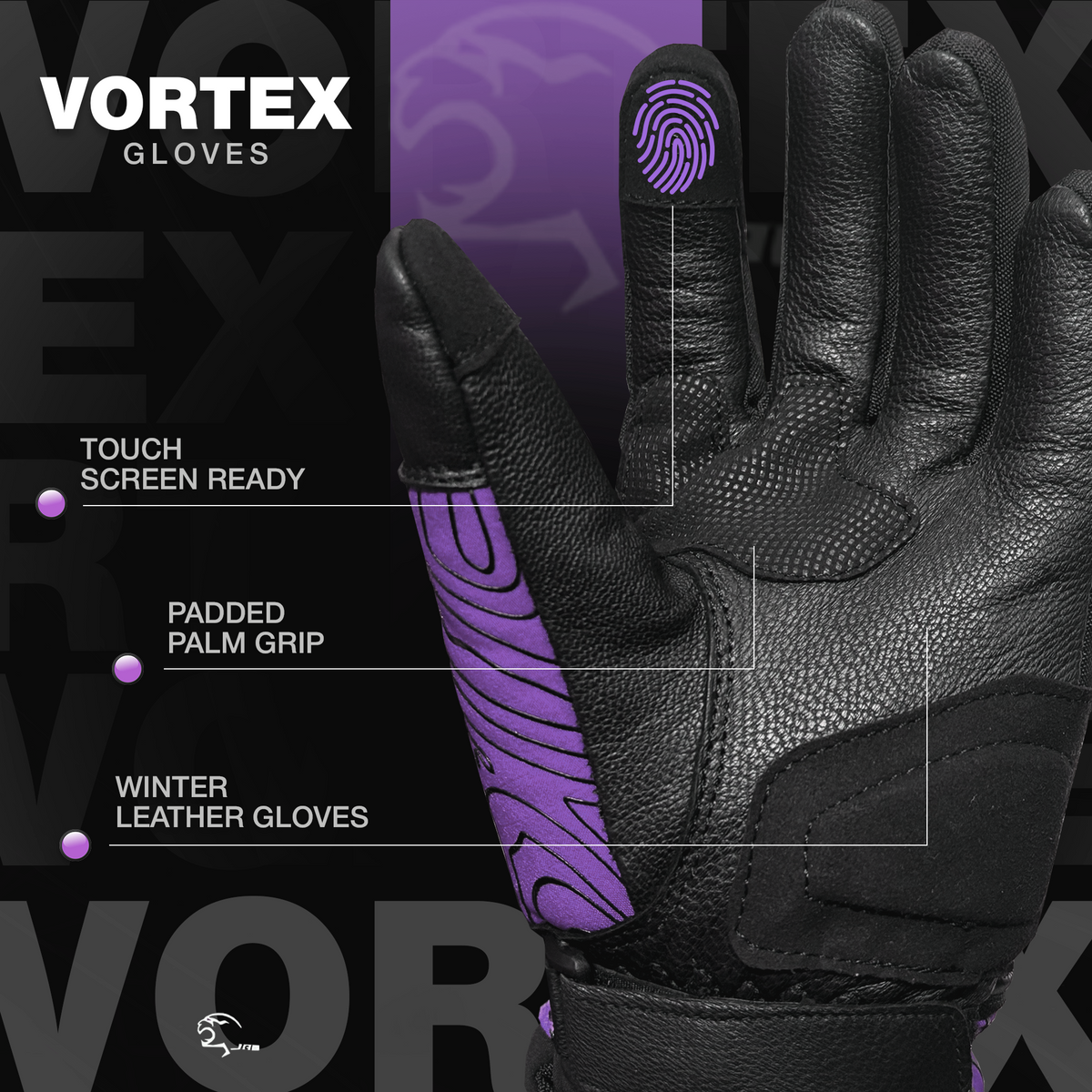 JAG Vortex Winter Motorcycle Gloves with Knuckle Protection