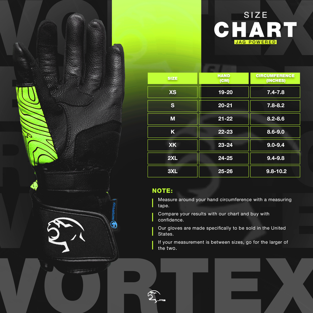 JAG Vortex Winter Motorcycle Gloves with Knuckle Protection