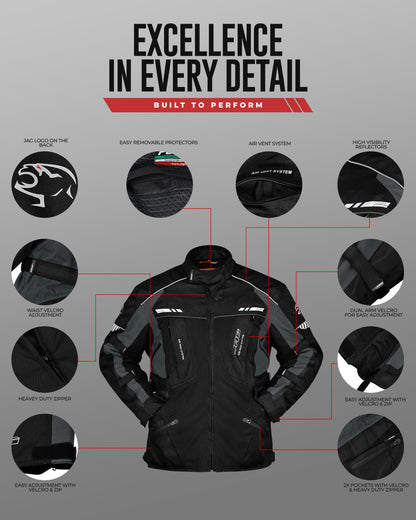 JAG Predator Touring Motorcycle Jacket | CE Approved Armored | All Season
