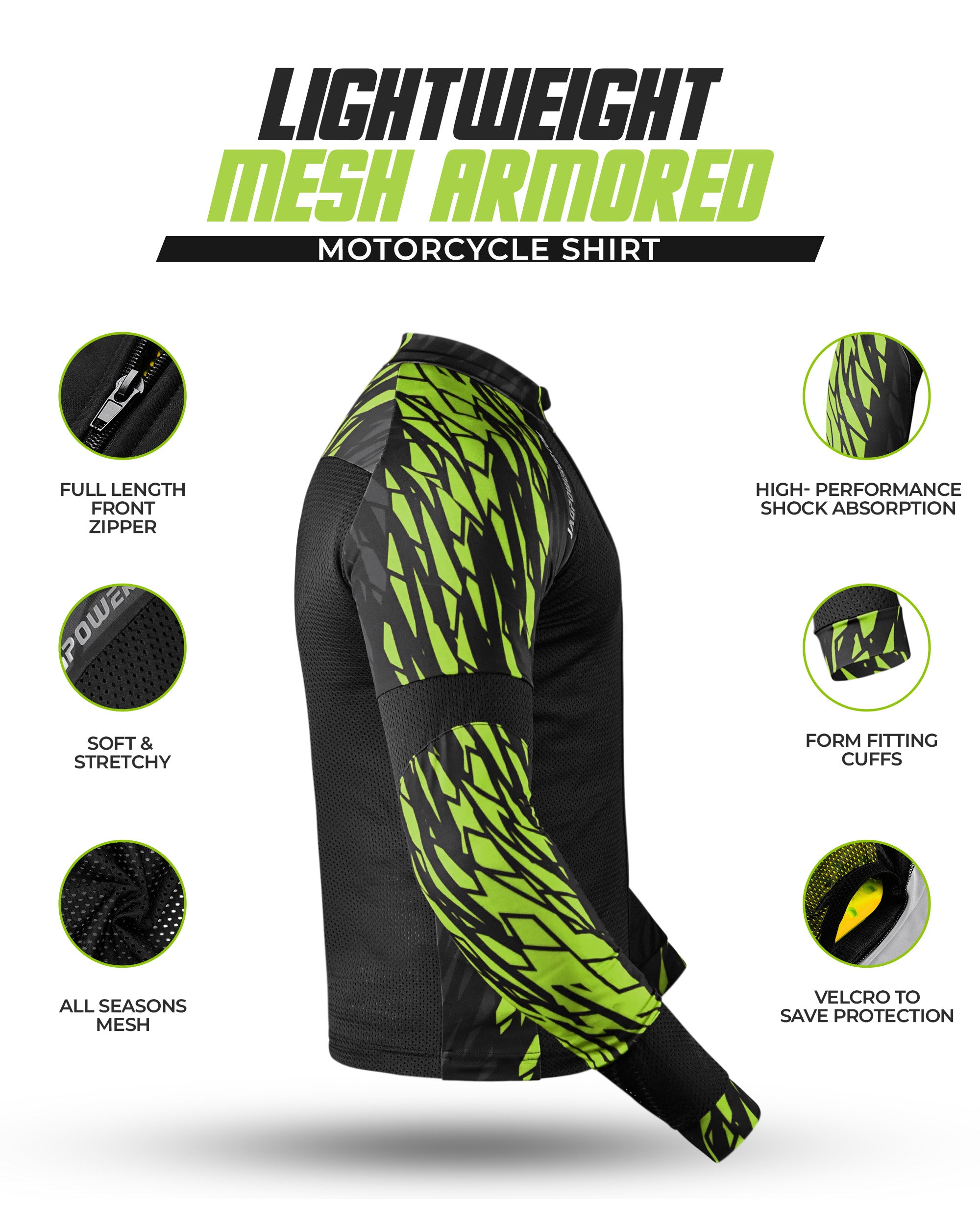 Men's Mesh Motorcycle Shirt with CE Certified Armor – JAG