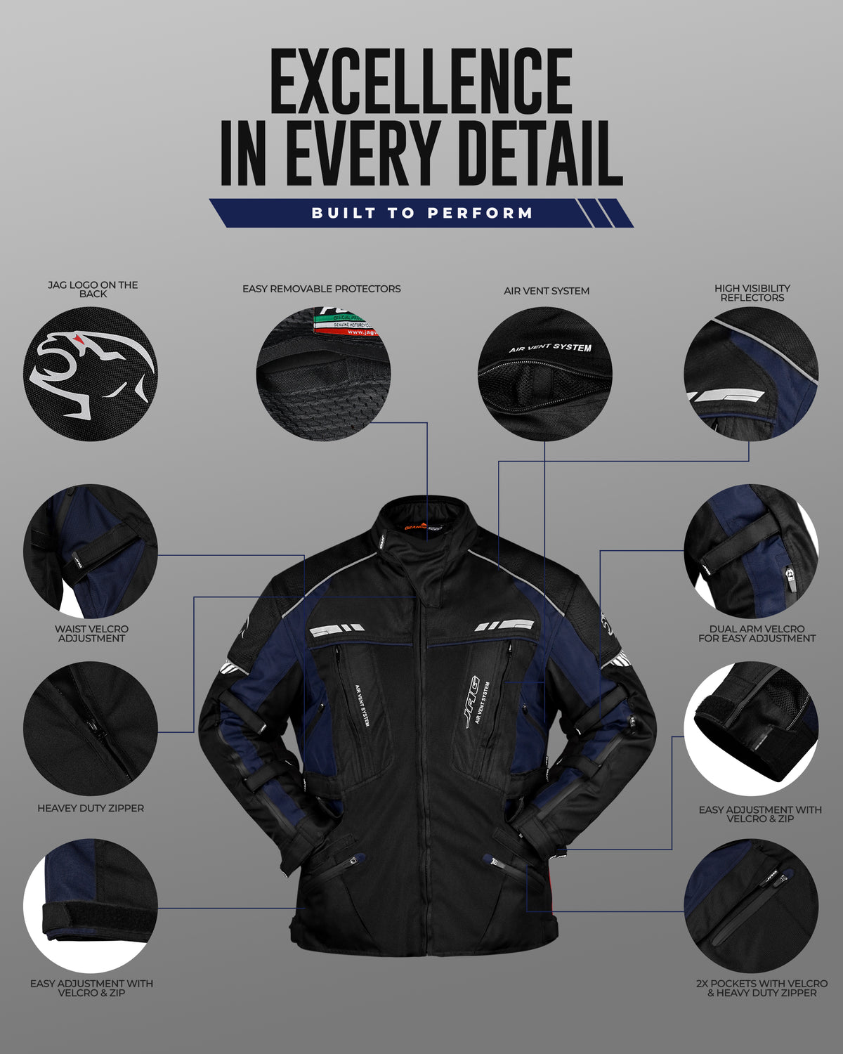 JAG Predator Touring Motorcycle Jacket | CE Approved Armored | All Season